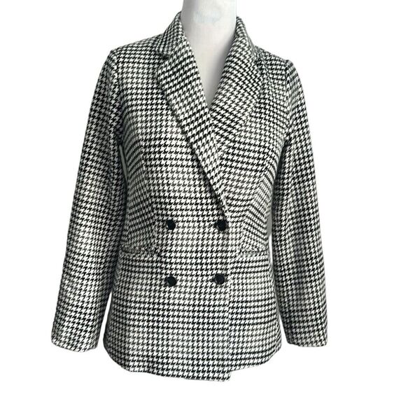Andree by Unit Women’s Houndstooth Double Breasted Blazer in Black/White S NWT - Picture 1 of 11